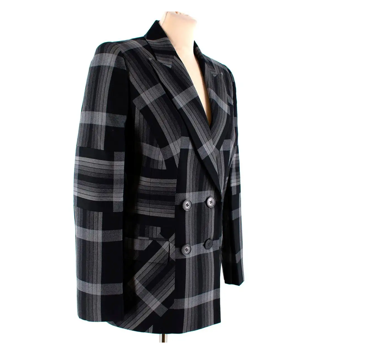 Grey with Black Alexander McQueen Blazer view from the side.